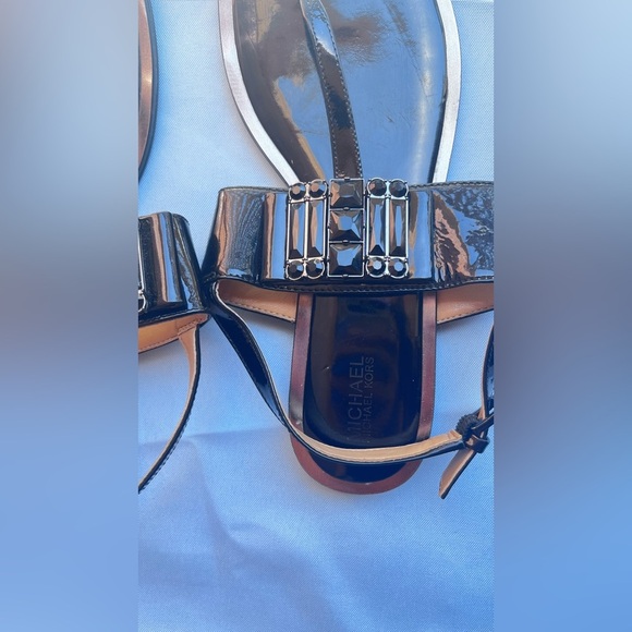 Michael Kors Black Patent Sandals with Embellishments - Picture 3 of 4
